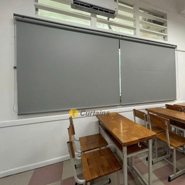 Rèm cuốn 1 màu xám chống nắng cửa sổ trường học