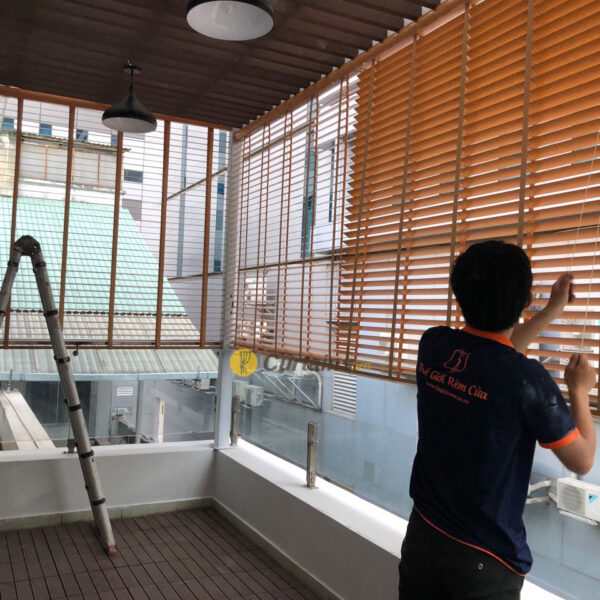 Rèm gỗ ngoài trời Hàn Quốc che nắng mưa ban công
