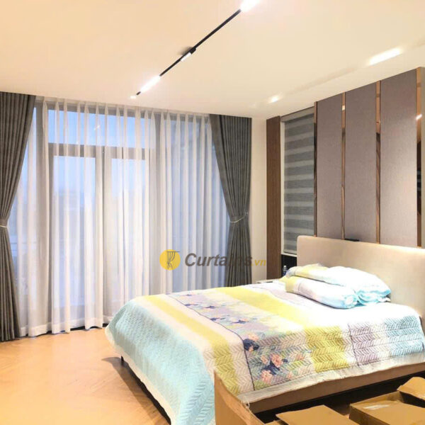 Rèm 2 lớp phòng ngủ vải bố chống nắng, cản sáng 100%